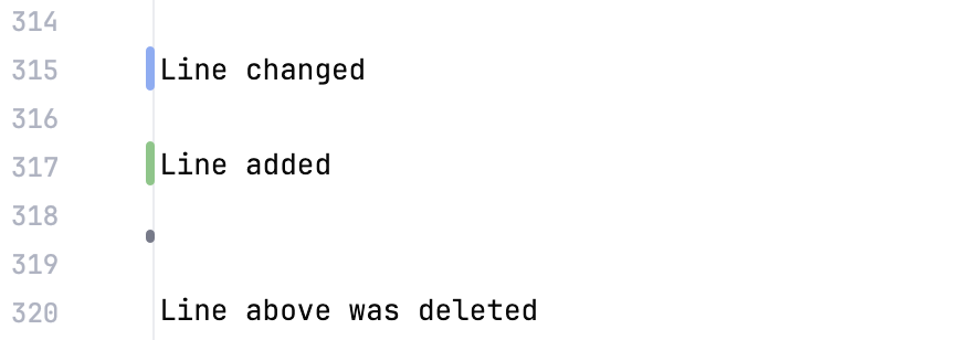 Highlighting colors for added, changed, and deleted lines Highlighting colors for added, changed, and deleted lines