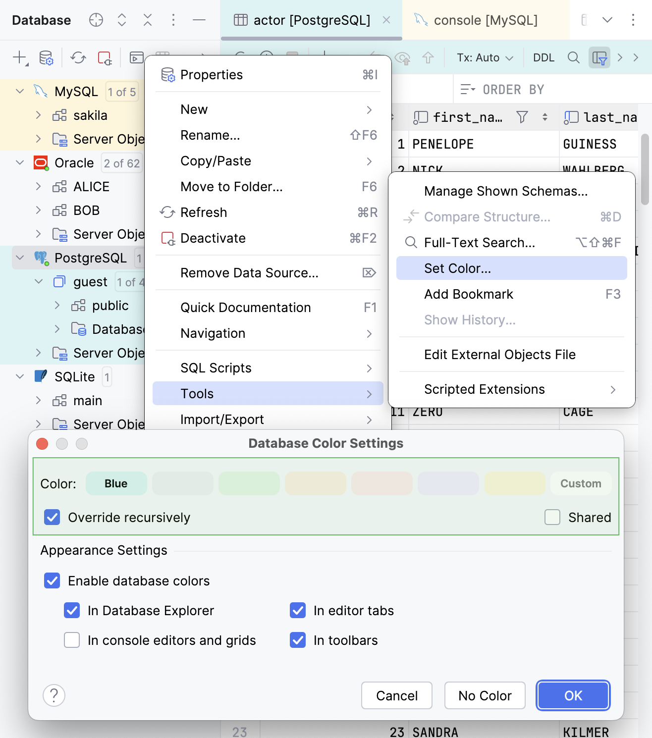Assigning a color to a data source