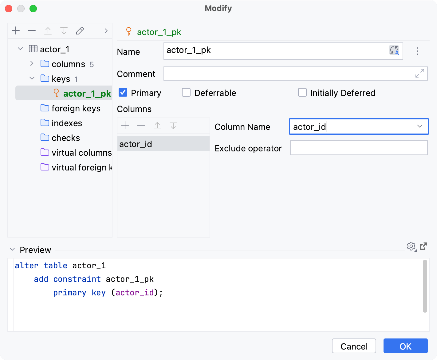 Create a primary key Create a primary key