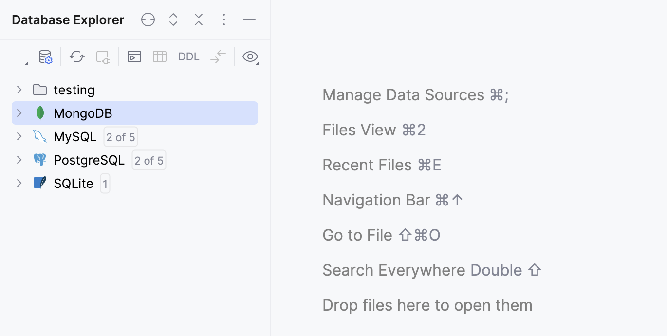Data sources in the Database Explorer Data sources in the Database Explorer